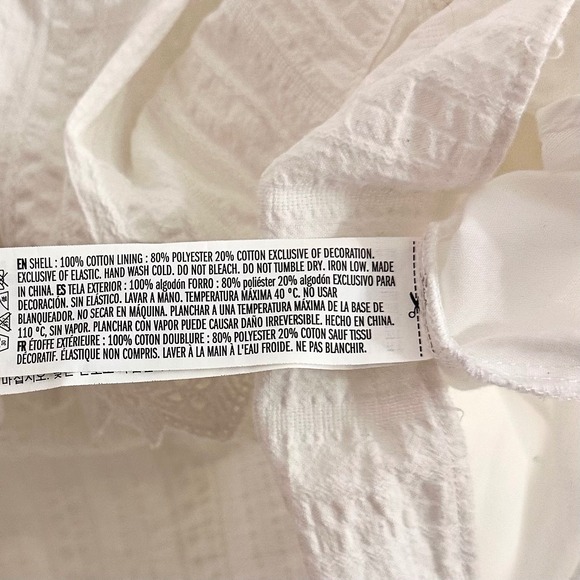 Free The Roses White Ruffle Lace Prairie Mini Dress Feminine Cottage Large - Picture 6 of 8